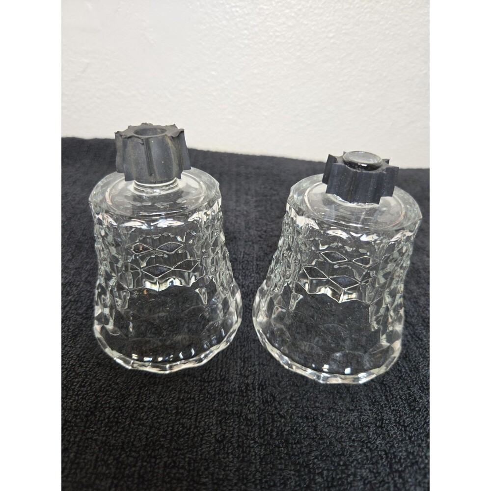 Vintage Homco Clear Glass Peg Votive Candle Cups- Pair of 2 Diamond Point Marked